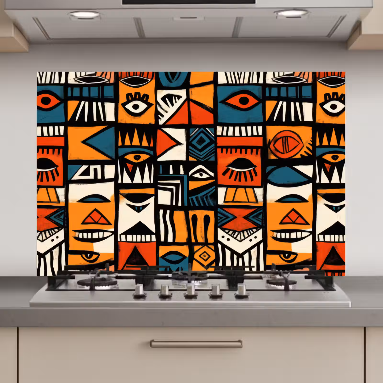 Spatscherm keuken - Abstract - Gezichten - Mozaïek — 1