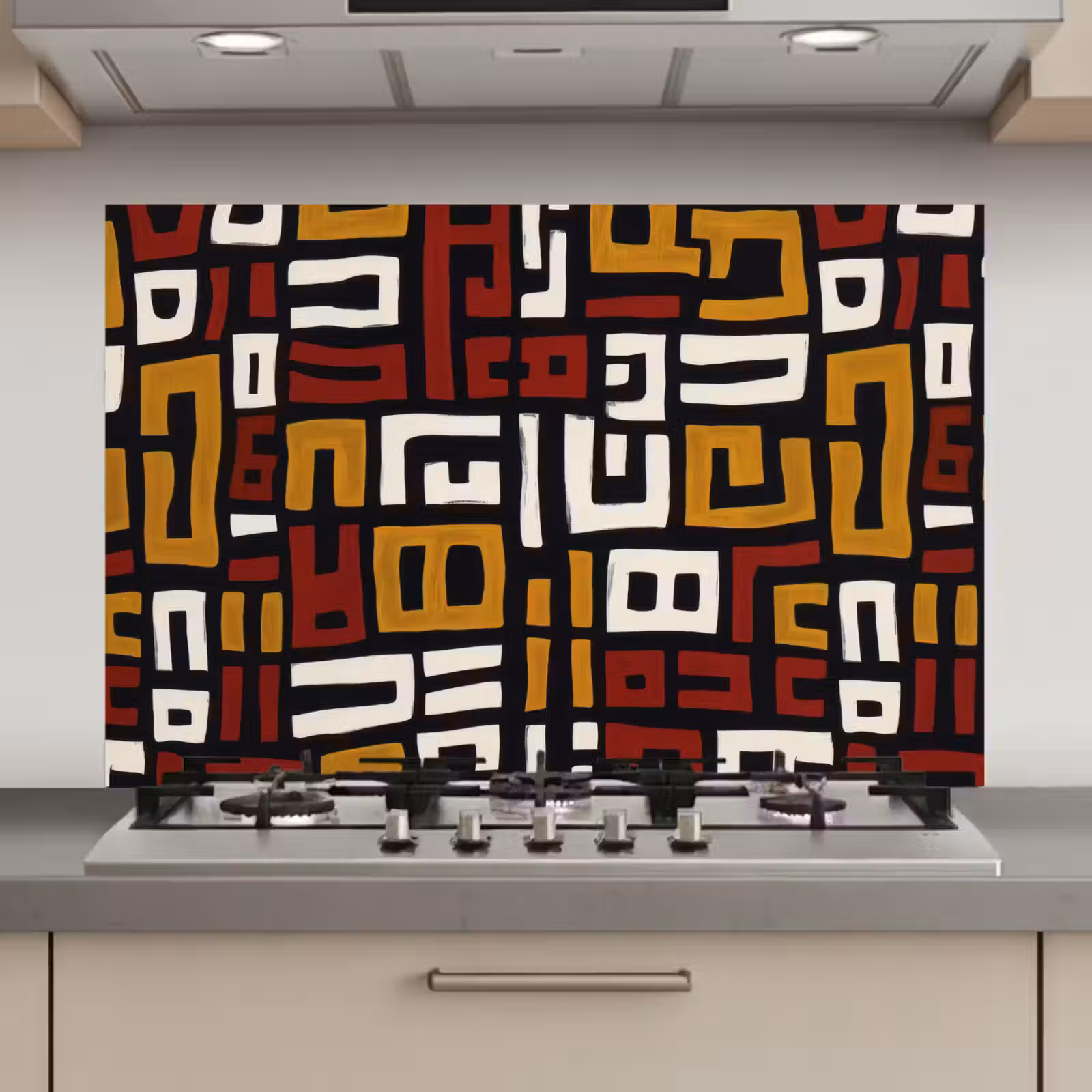 Spatscherm keuken - Abstract - Patroon - Rood — 1