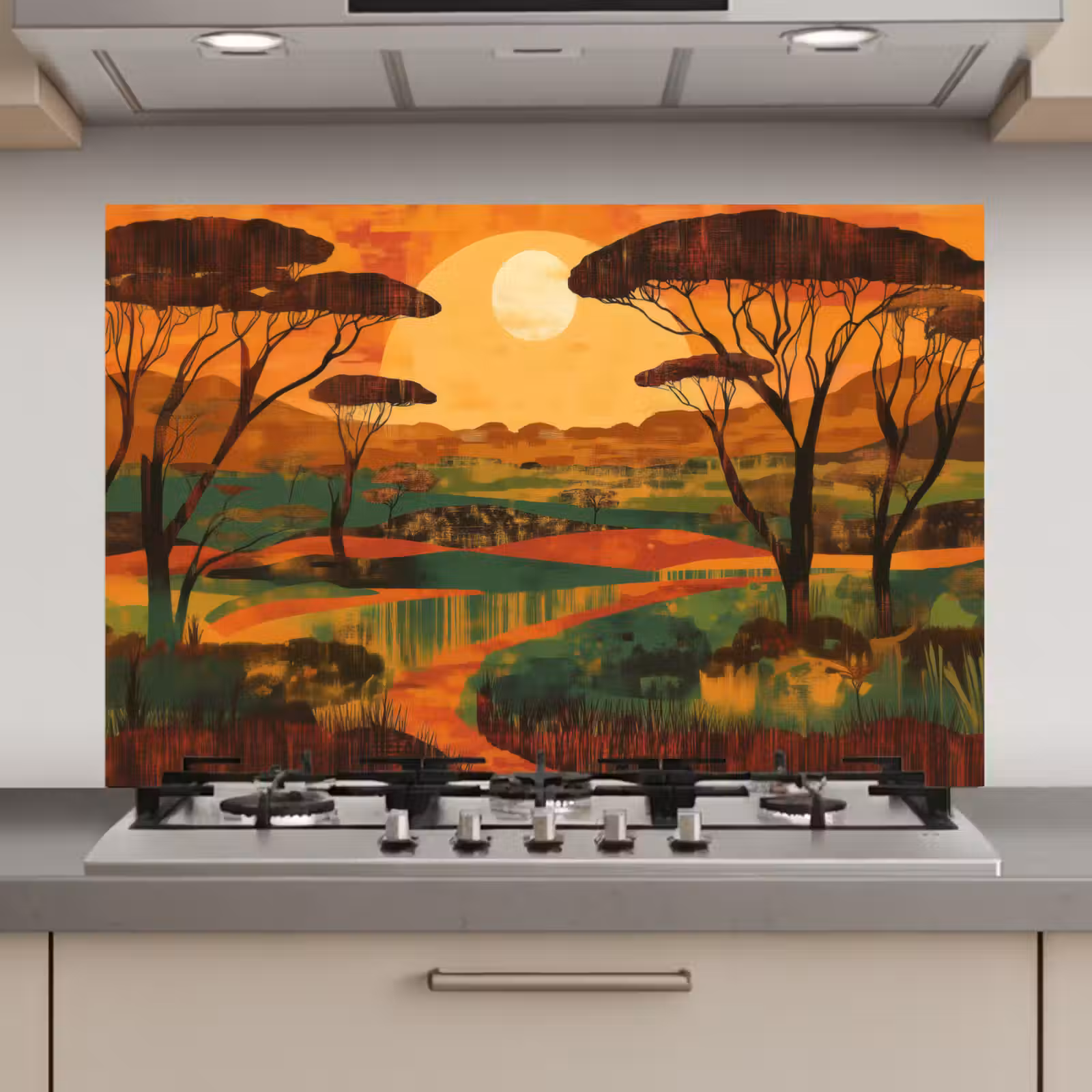Spatscherm keuken - Landschap - Afrikaans - Zon — 1