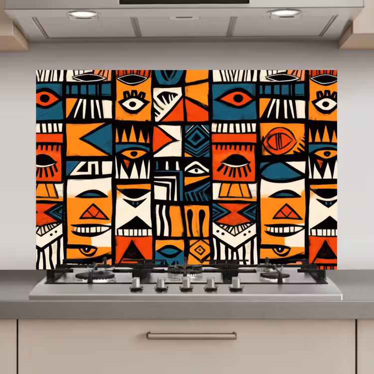 Spatscherm keuken - Abstract - Gezichten - Mozaïek — 1