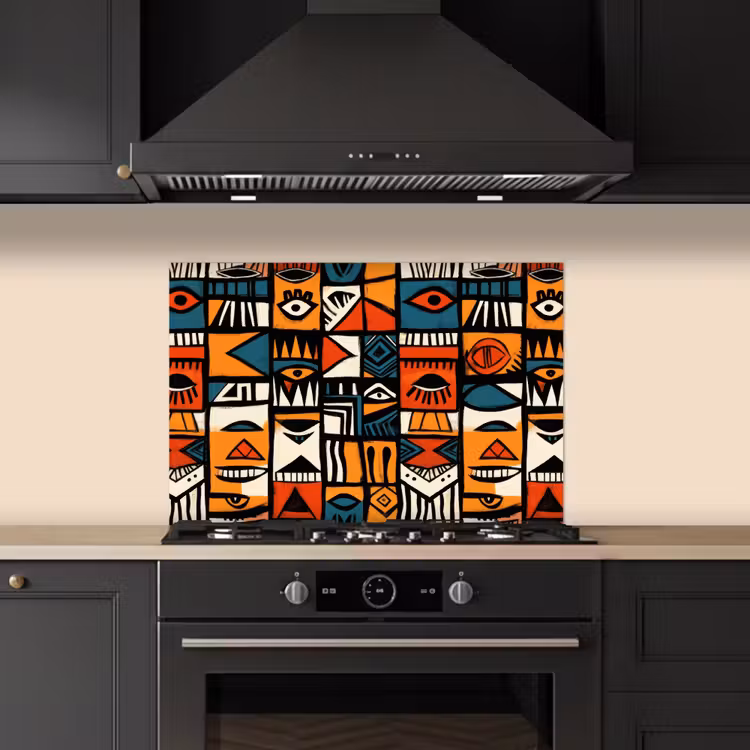 Spatscherm keuken - Abstract - Gezichten - Mozaïek — 2