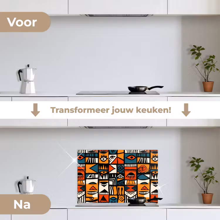 Spatscherm keuken - Abstract - Gezichten - Mozaïek — 3