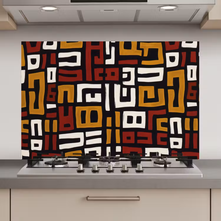 Spatscherm keuken - Abstract - Patroon - Rood — 1
