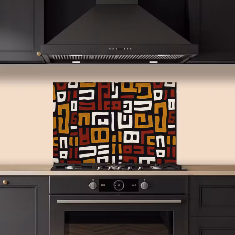 Spatscherm keuken - Abstract - Patroon - Rood — 2
