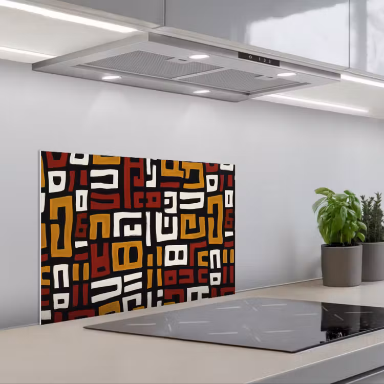 Spatscherm keuken - Abstract - Patroon - Rood — 5
