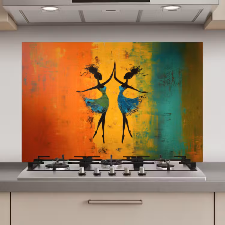 Spatscherm keuken - Dansen - Vrouwen - Verfstructuur — 1