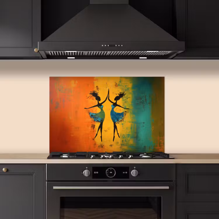 Spatscherm keuken - Dansen - Vrouwen - Verfstructuur — 2