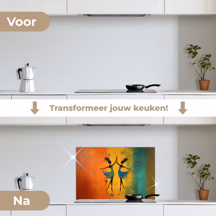 Spatscherm keuken - Dansen - Vrouwen - Verfstructuur — 3