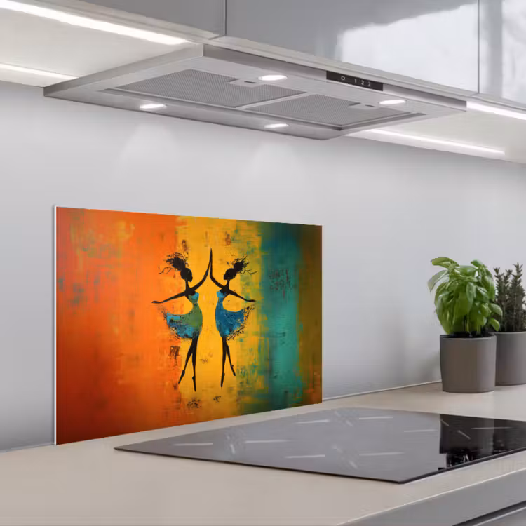 Spatscherm keuken - Dansen - Vrouwen - Verfstructuur — 5