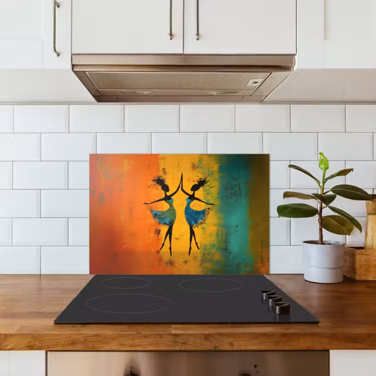 Spatscherm keuken - Dansen - Vrouwen - Verfstructuur — 6