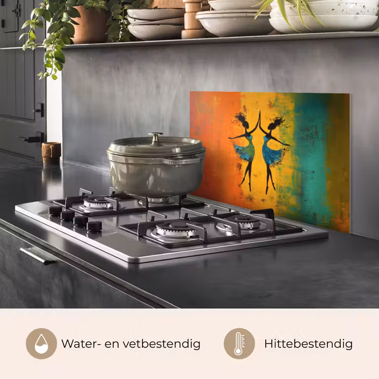 Spatscherm keuken - Dansen - Vrouwen - Verfstructuur — 7