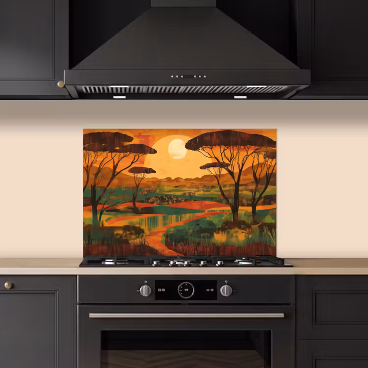 Spatscherm keuken - Landschap - Afrikaans - Zon — 2