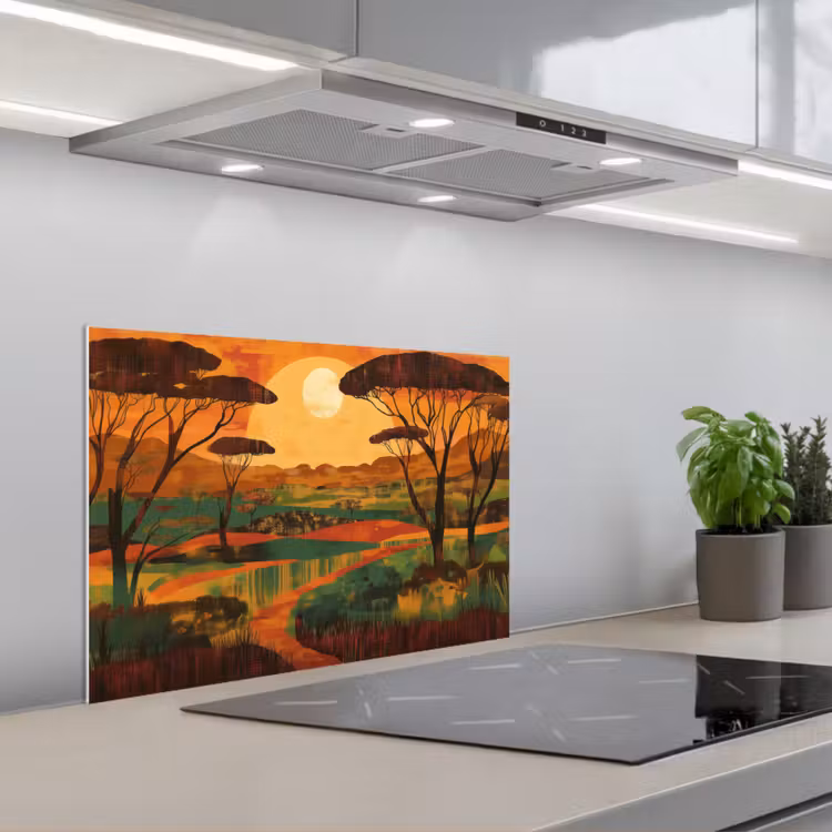 Spatscherm keuken - Landschap - Afrikaans - Zon — 5