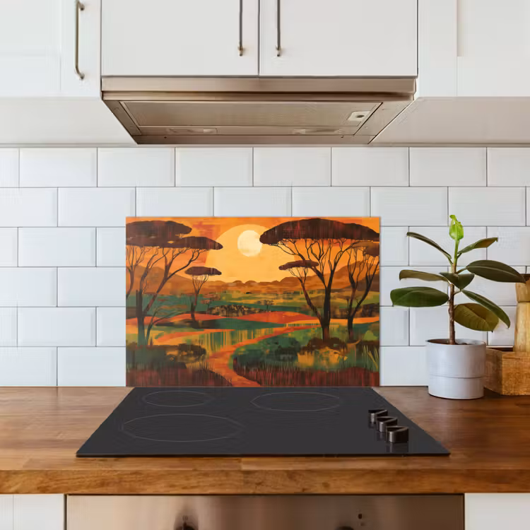 Spatscherm keuken - Landschap - Afrikaans - Zon — 6