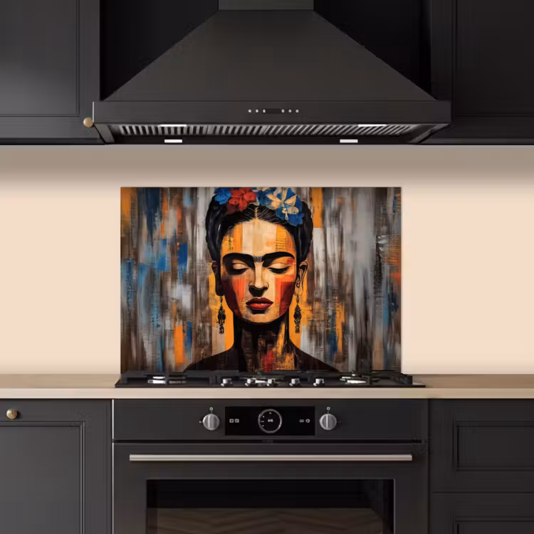 Spatscherm keuken - Portret - Vrouw - Bloemen — 2