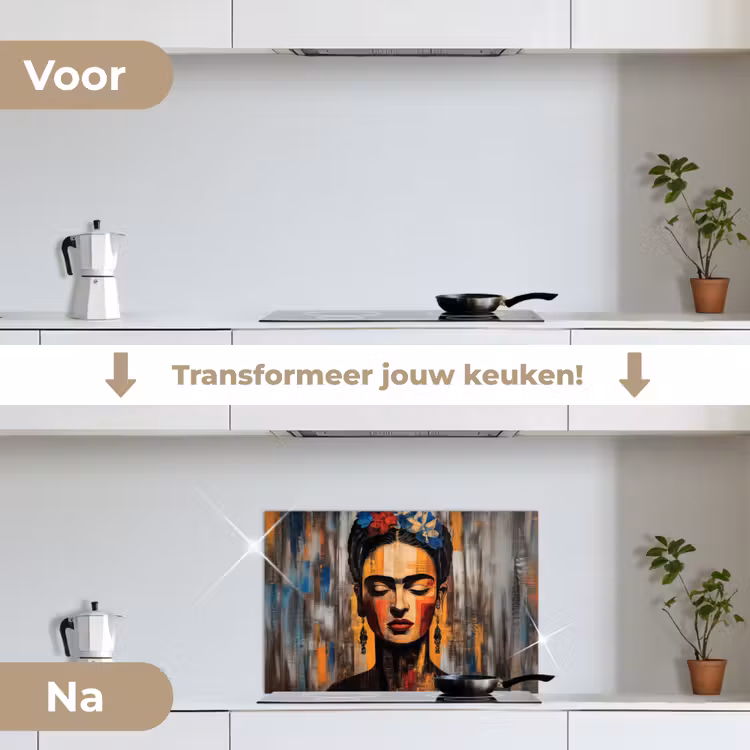 Spatscherm keuken - Portret - Vrouw - Bloemen — 3