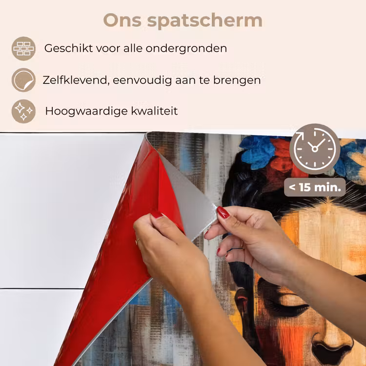 Spatscherm keuken - Portret - Vrouw - Bloemen — 4