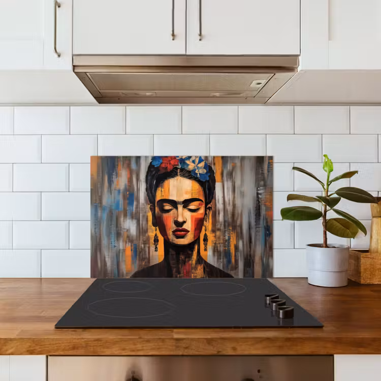 Spatscherm keuken - Portret - Vrouw - Bloemen — 6
