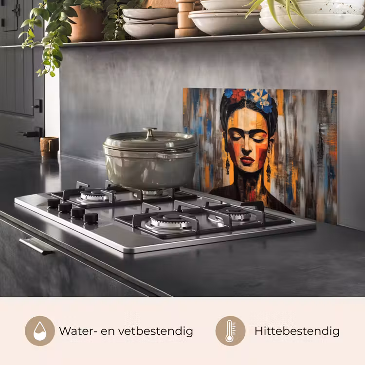 Spatscherm keuken - Portret - Vrouw - Bloemen — 7
