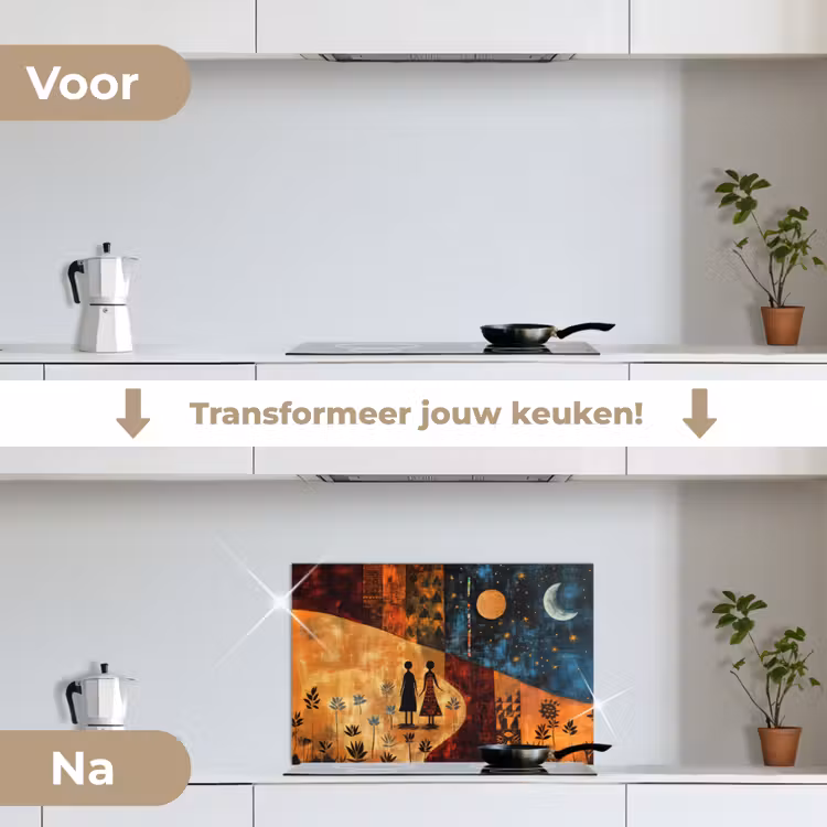 Spatscherm keuken - Silhouetten - Abstract - Zon - Maan — 3