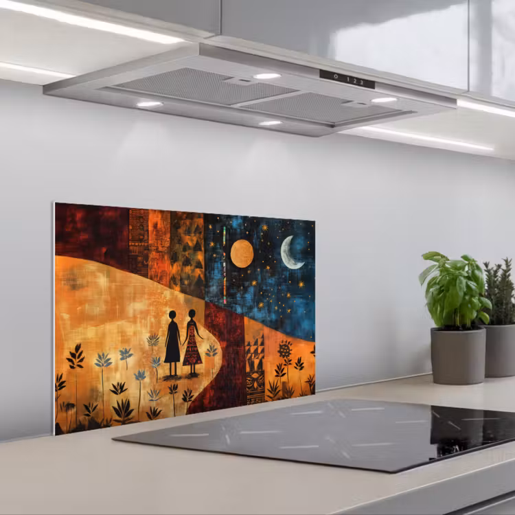 Spatscherm keuken - Silhouetten - Abstract - Zon - Maan — 5