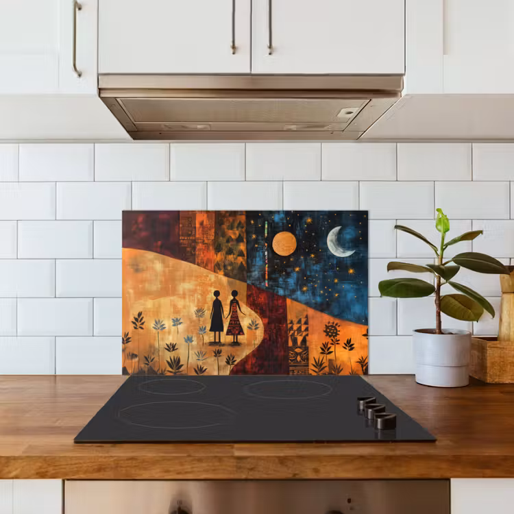 Spatscherm keuken - Silhouetten - Abstract - Zon - Maan — 6
