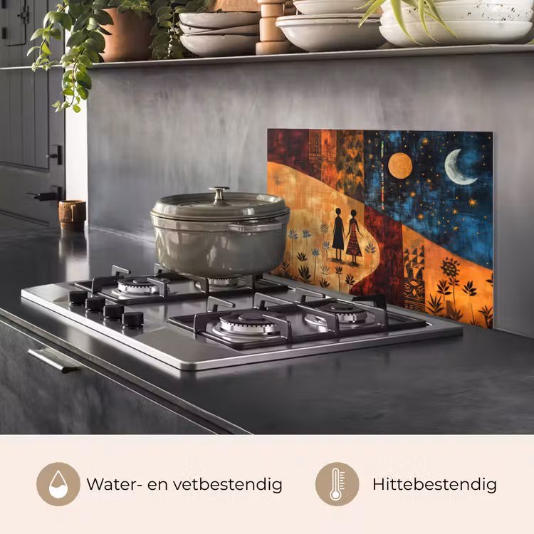 Spatscherm keuken - Silhouetten - Abstract - Zon - Maan — 7