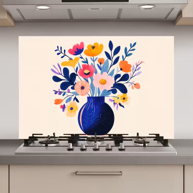Spatscherm keuken - Vaas - Bloemen - Boeket — 1