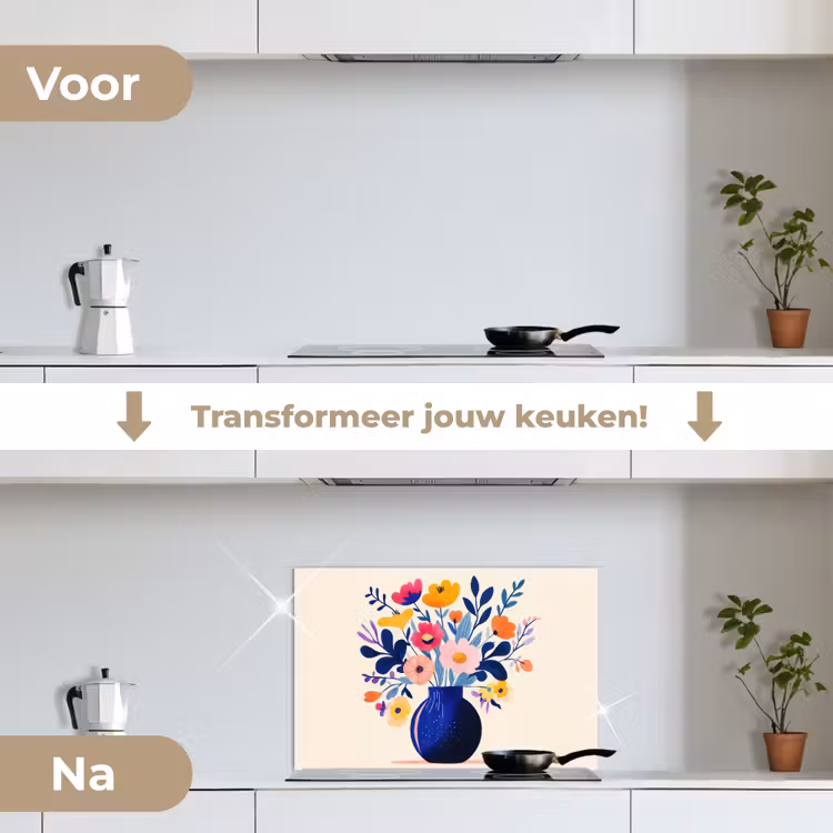 Spatscherm keuken - Vaas - Bloemen - Boeket — 3
