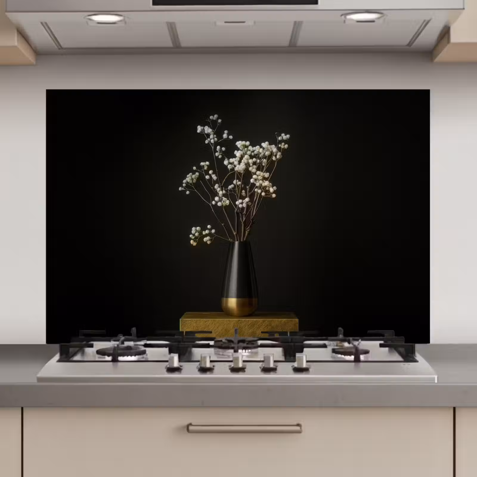 Spatscherm keuken - Bloembollen - Wit - Vaas - Minimalistisch — 1