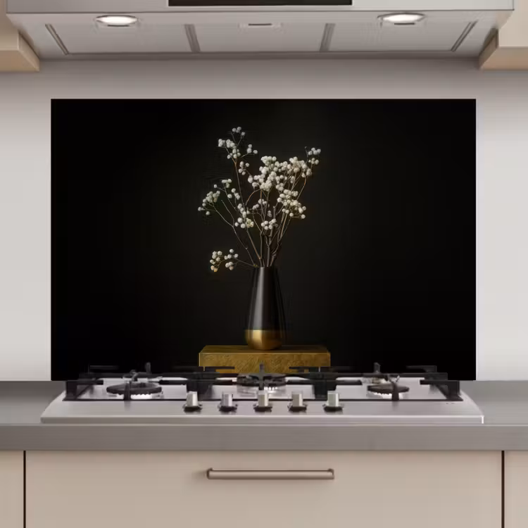 Spatscherm keuken - Bloembollen - Wit - Vaas - Minimalistisch — 1