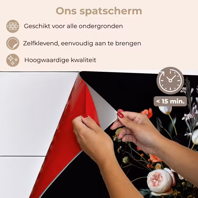 Spatscherm keuken - Bloemstuk - Vaas - Zwart — 4