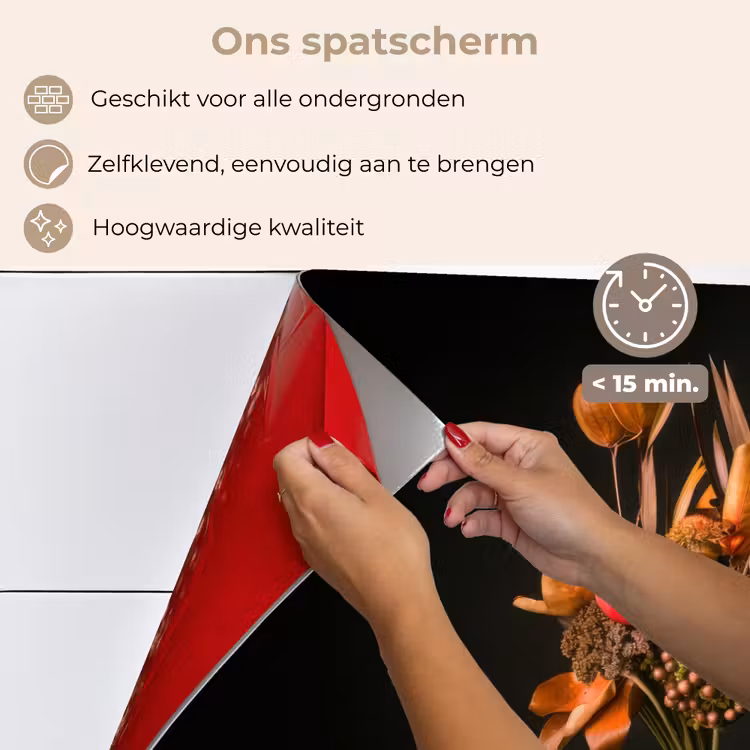 Spatscherm keuken - Boeket - Oranje - Gouden - vaas — 4