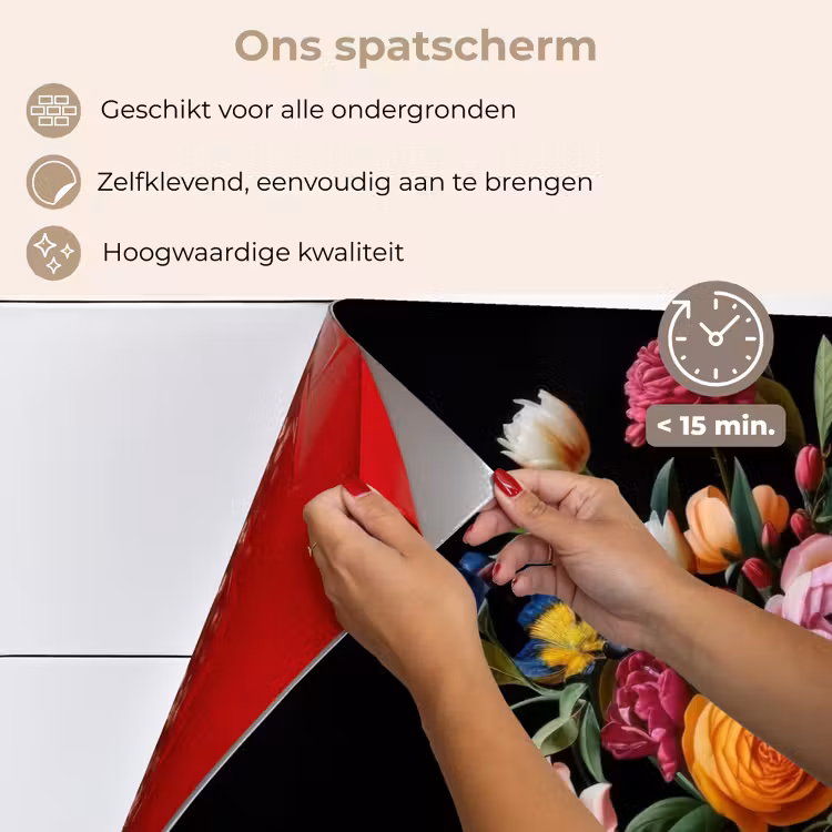 Spatscherm keuken - Boeket - Romantisch - Kleurrijk — 4
