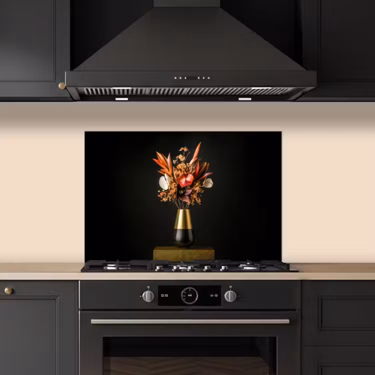 Spatscherm keuken - Exotisch - Boeket - Vaas - Goud — 2