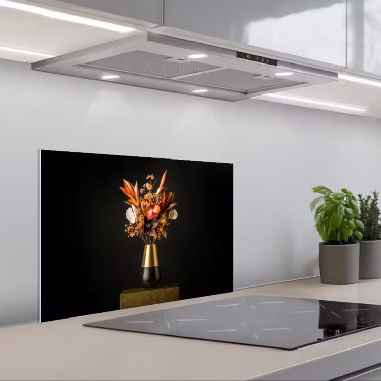 Spatscherm keuken - Exotisch - Boeket - Vaas - Goud — 5