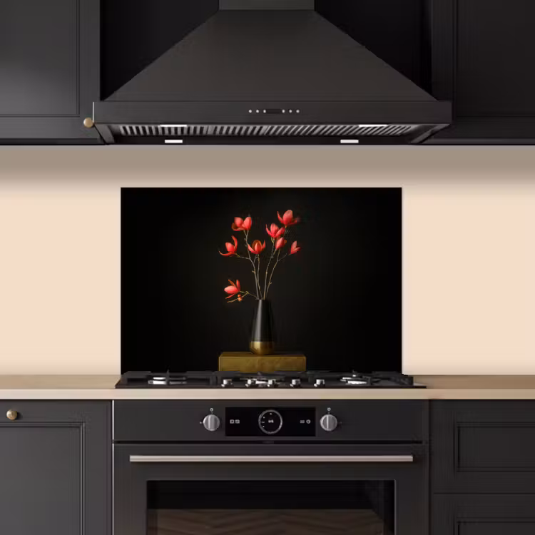 Spatscherm keuken - Rode - Bloemen - Vaas — 2
