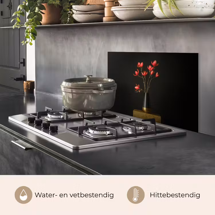 Spatscherm keuken - Rode - Bloemen - Vaas — 7