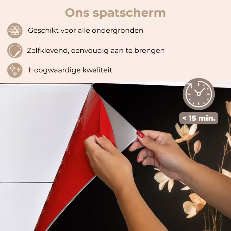 Spatscherm keuken - Sierlijk - Boeket - Goud - Vaas — 4