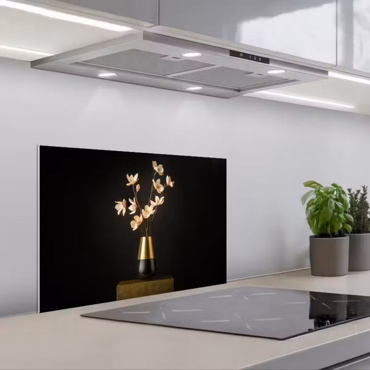 Spatscherm keuken - Sierlijk - Boeket - Goud - Vaas — 5