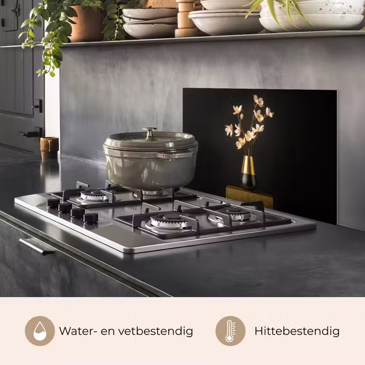 Spatscherm keuken - Sierlijk - Boeket - Goud - Vaas — 7