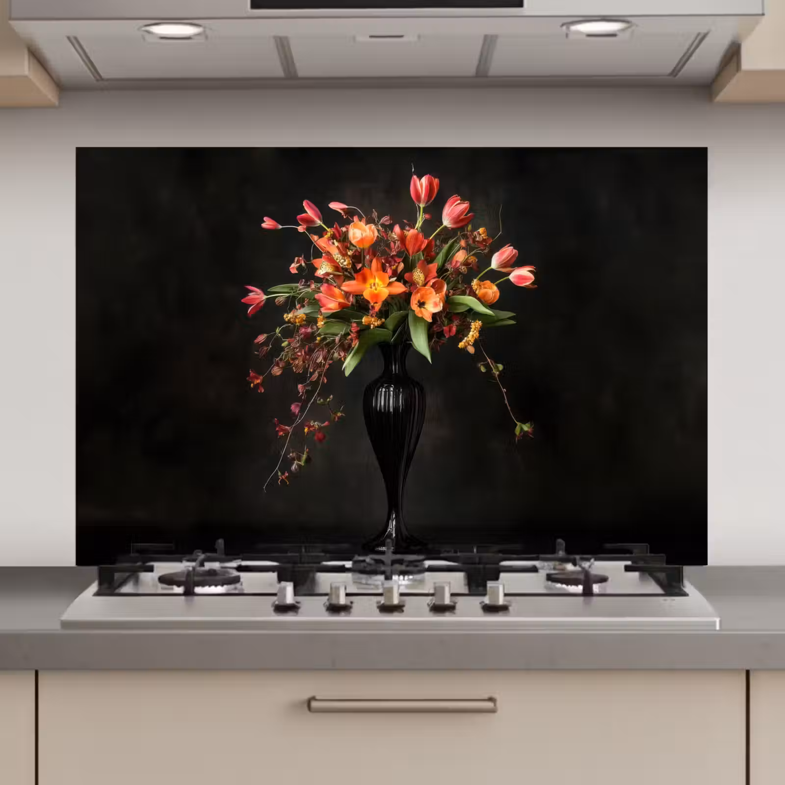 Spatscherm keuken - Sierlijk - Boeket - Vaas — 1