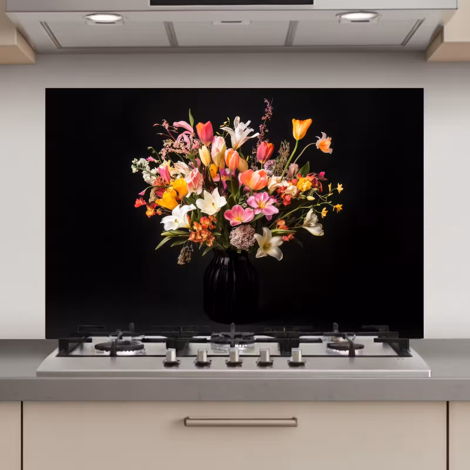 Spatscherm keuken - Vaas - Bloemen - Tulpen — 1