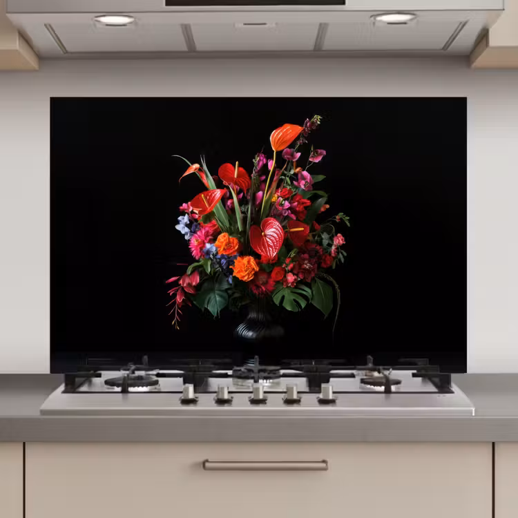 Spatscherm keuken - Bloemen - Boeket - Sierlijk — 1