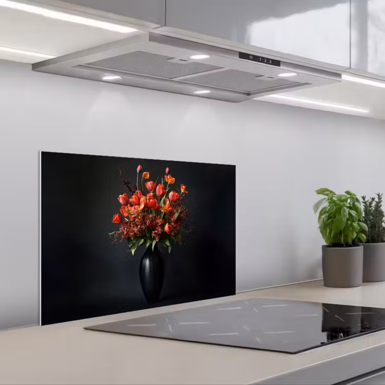 Spatscherm keuken - Boeket - Tulpen - Vaas - Rood — 5