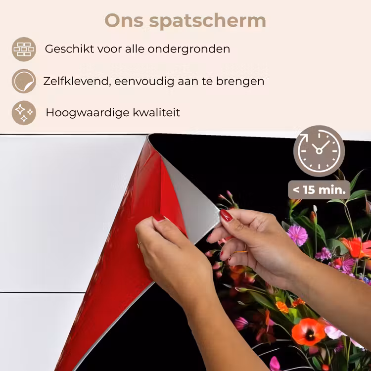 Spatscherm keuken - Boeket - Veldbloemen - Vaas — 4