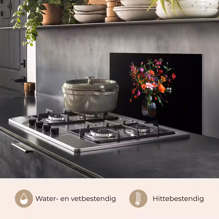 Spatscherm keuken - Boeket - Veldbloemen - Vaas — 7