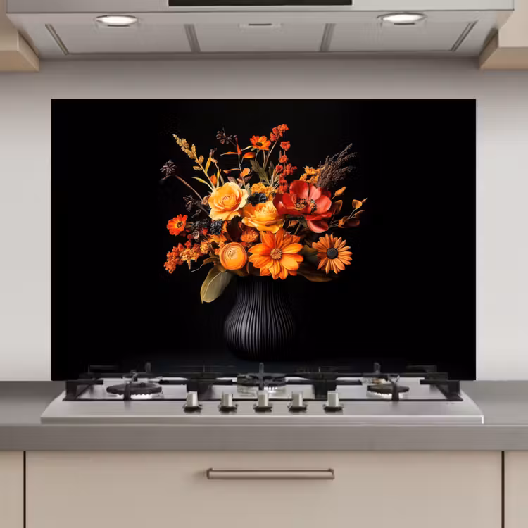 Spatscherm keuken - Herfst - Boeket - Oranje — 1