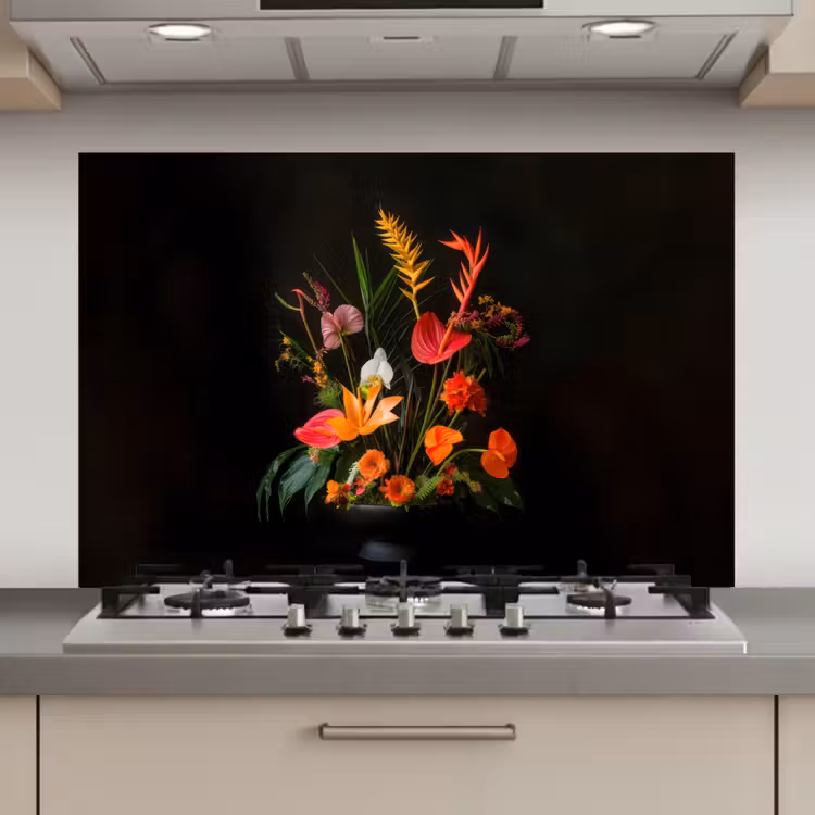 Spatscherm keuken - Schaal - Boeket - Bloemen — 1