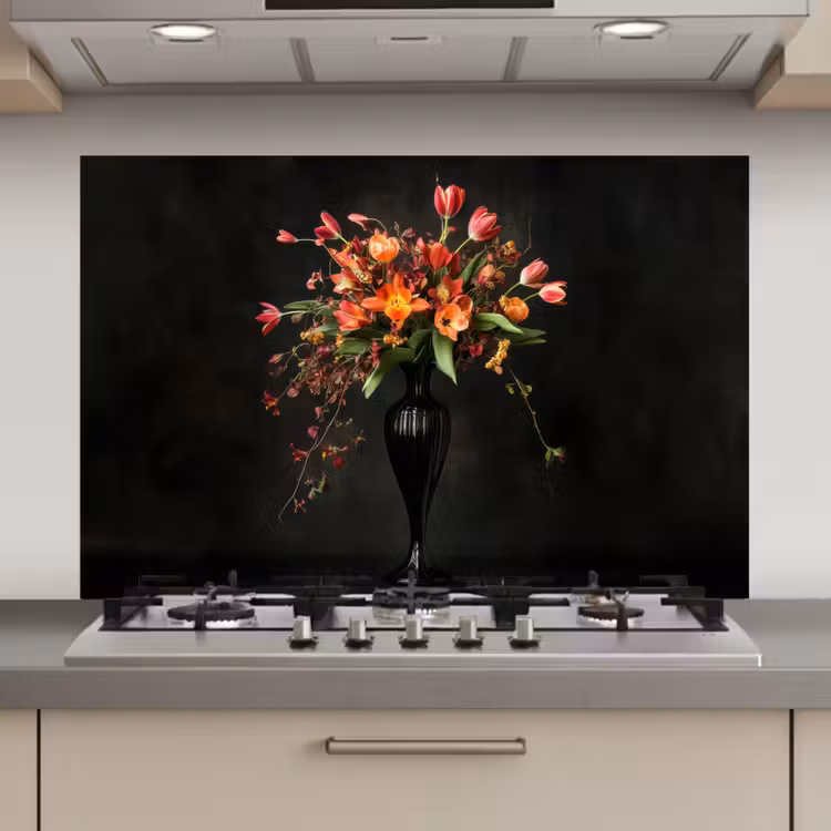 Spatscherm keuken - Sierlijk - Boeket - Vaas — 1